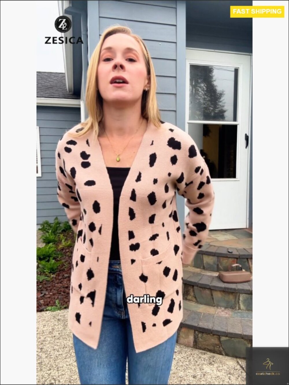 Open Front Leopard Print Knitted Cardigan Oversized Long Sleeve V-Neck Winter - Picture 2 of 6
